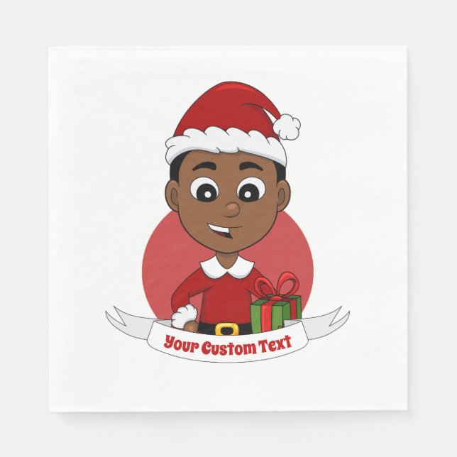 Serviette En Papier Belle caricature de Noël garçon Napkins (Devant)