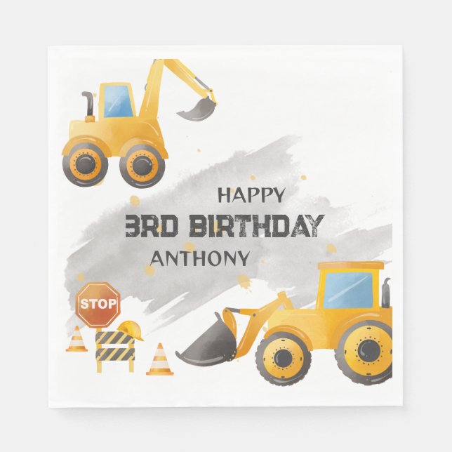 Serviette En Papier Belle construction pour enfants Anniversaire (Devant)