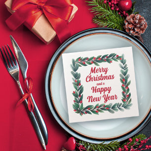 Serviette En Papier Belle couronne Carré Joyeux Noël