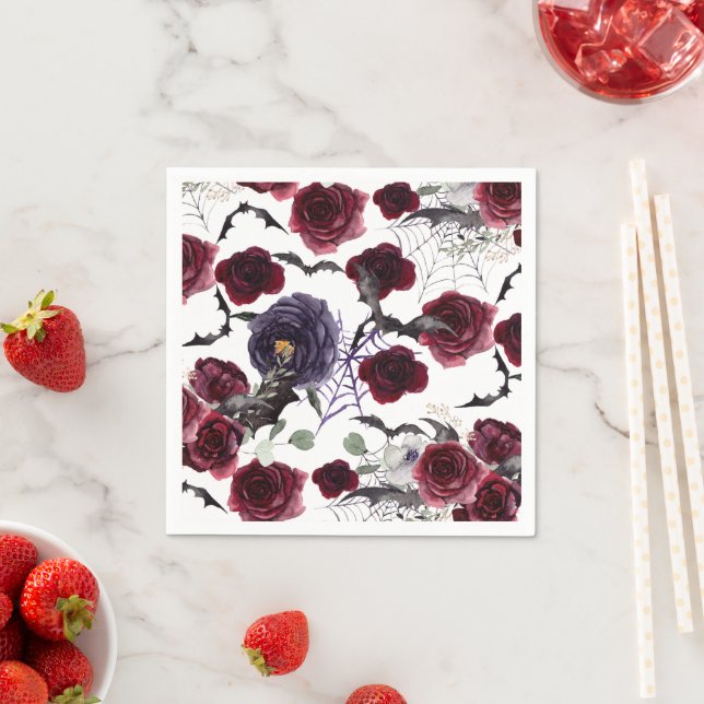 Serviette En Papier Belle déplaisante | Roses gothiques foncés avec ch (En situation)