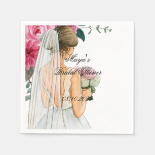 Serviette En Papier belle douche nuptiale rose floral