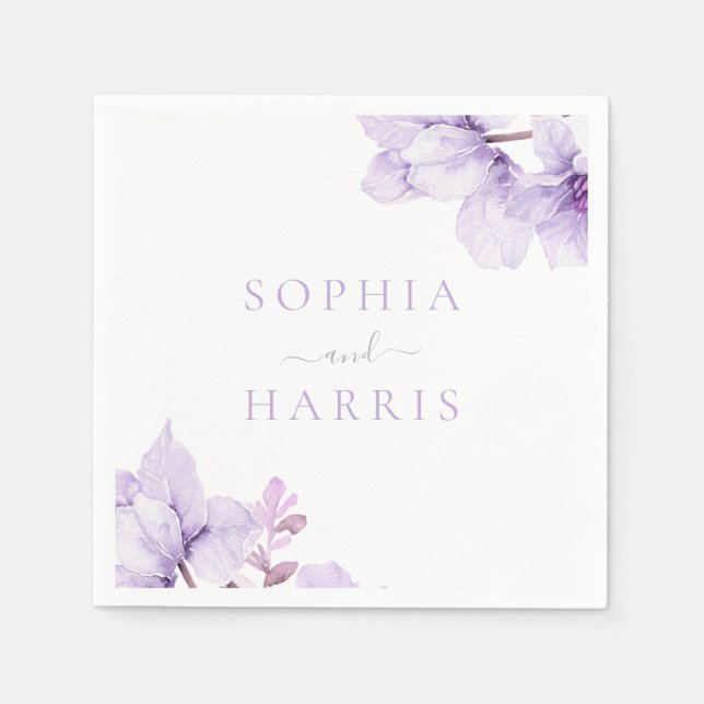 Serviette En Papier Belle Élégance Mariage Floral violet (Devant)