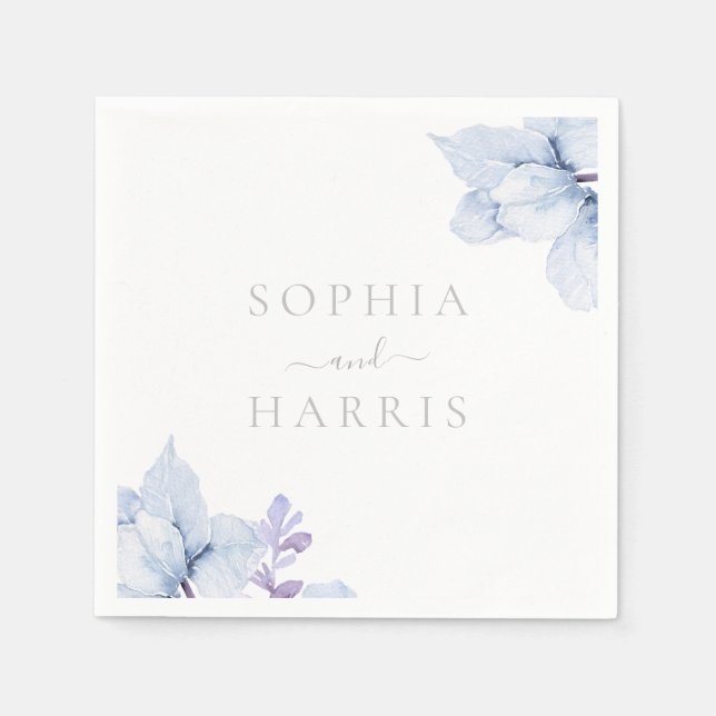 Serviette En Papier Belle Elégance Sky Blue Floral Mariage (Devant)