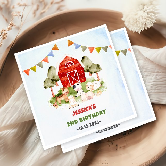 Serviette En Papier Belle ferme Animaux fête d'anniversaire (Créateur téléchargé)