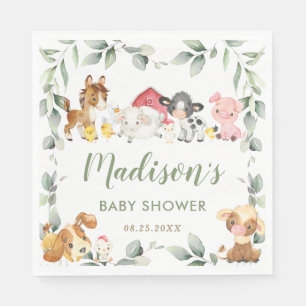 Serviette En Papier Belle ferme Animaux verdure Baby shower d'annivers