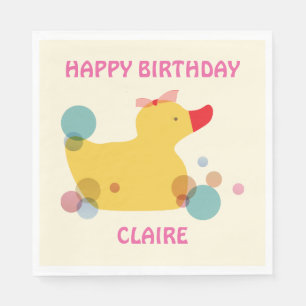 Serviette En Papier Belle fête d'anniversaire de canard jaune