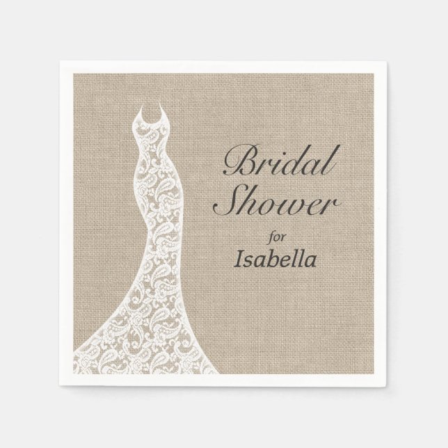 Serviette En Papier Belle Fête des mariées Burlap Napkin (Devant)