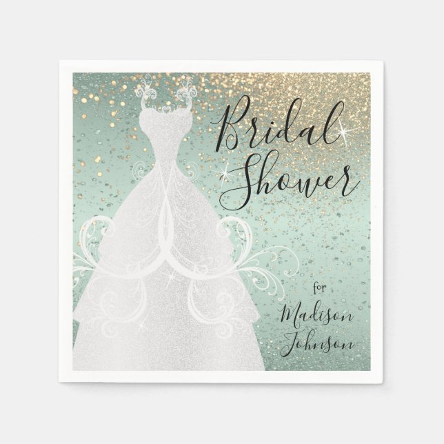 Serviette En Papier Belle Fête des mariées - Mint Green (Devant)