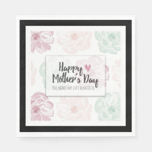Serviette En Papier Belle Fleur Subtile Joyeuse Fête des Mères