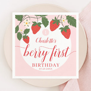 Serviette En Papier Belle fraise sucrée 1er anniversaire
