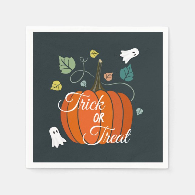 Serviette En Papier Belle Halloween Citrouille et Fantômes Trick ou Tr (Devant)