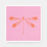 Belle libellule Vintage en rose et orange