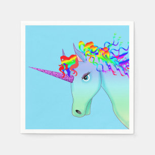 Serviette En Papier Belle licorne arc-en-ciel