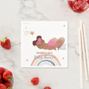Serviette En Papier Belle lune étoile baby shower enfants afro-américa