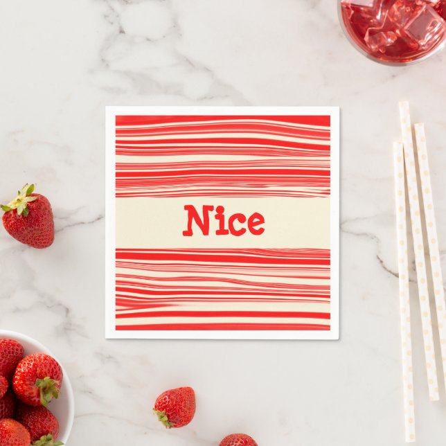 Serviette En Papier Belle menthe rouge Bonbon Marbré Stripes (En situation)