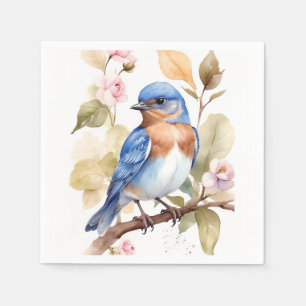 Serviette En Papier Belle peinture à l'aquarelle de Bluebird