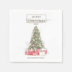 Serviette En Papier Belle peinture aquarelle d'arbre de Noël pour les 