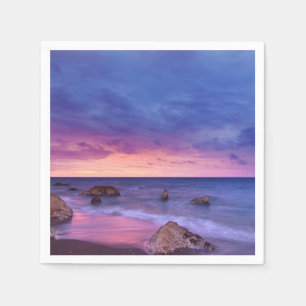 Serviette En Papier Belle photo côtière du coucher de soleil
