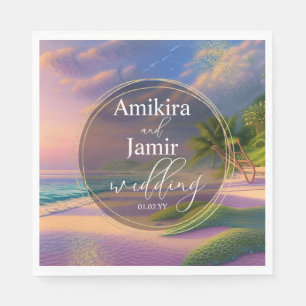 Serviette En Papier Belle plage Arrière - plan Parties scintillant Gol