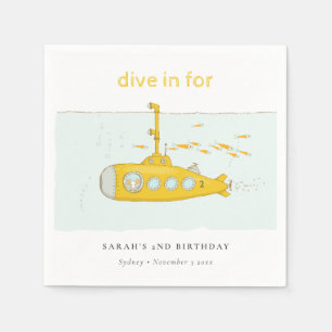 Serviette En Papier Belle Plongée Sous-Marine Jaune Anniversaire