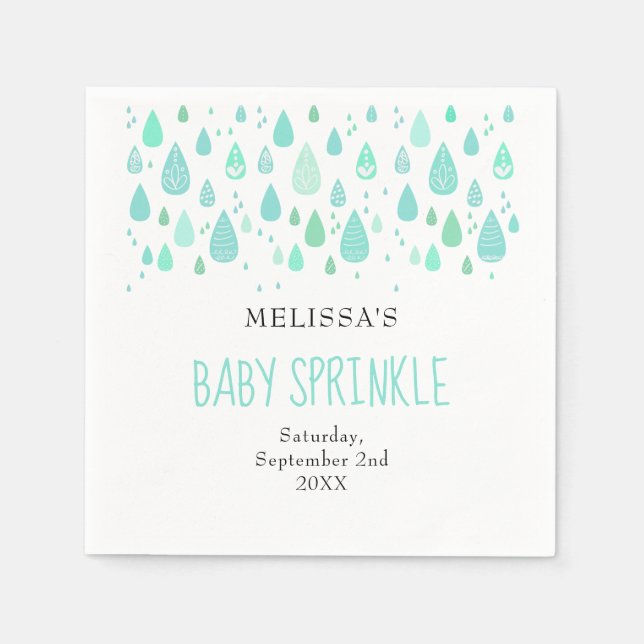 Serviette En Papier Belle Raindrops Couples Bébé Sprinkle / Douche (Devant)