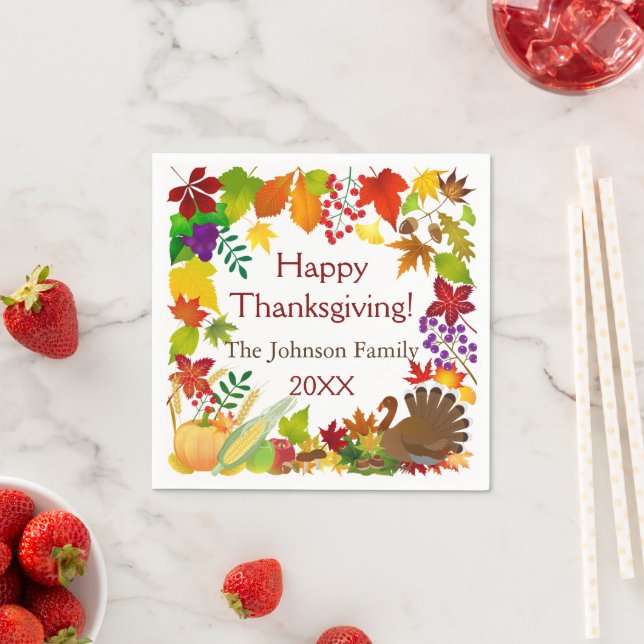 Serviette En Papier Belle récolte de Thanksgiving (En situation)