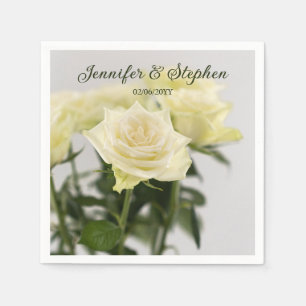 Serviette En Papier Belle Roses Blanches Photo De Fleurs Mariage
