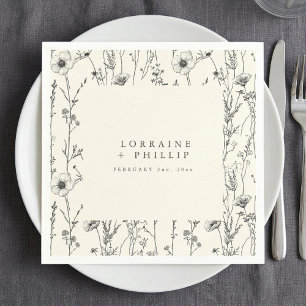 Serviette En Papier Belle serviette mariage aux fleurs sauvages