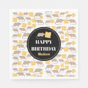 Serviette En Papier Belle Souris Rodent Manger Fromage Anniversaire