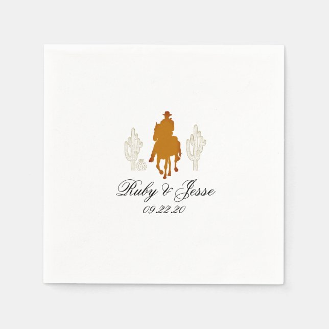 Serviette En Papier Belle Western Dark Mariage Brown (Devant)