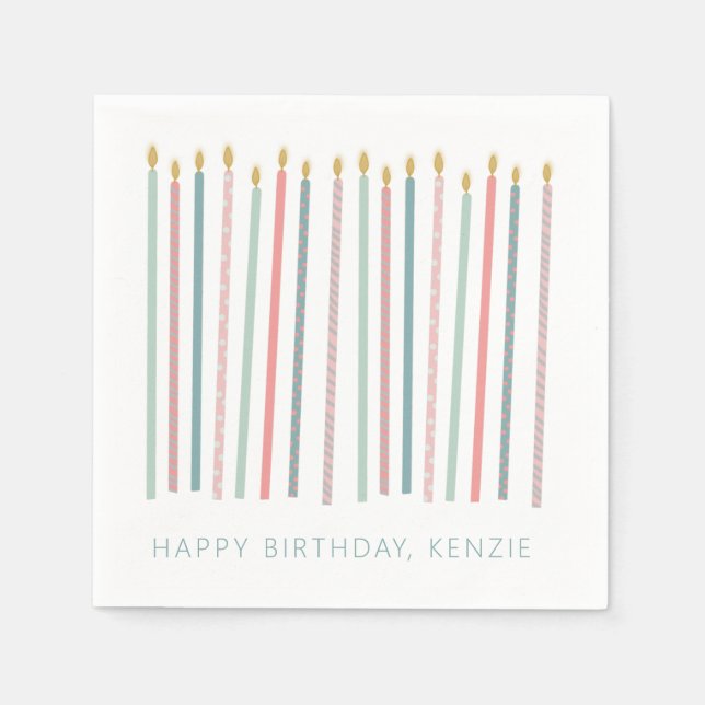 Serviette En Papier Belles bougies d'anniversaire (Devant)