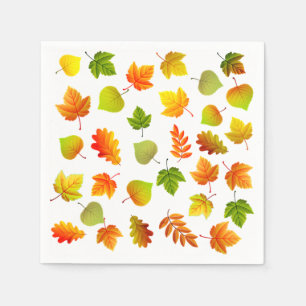 Serviette En Papier Belles feuilles d'automne sur blanc