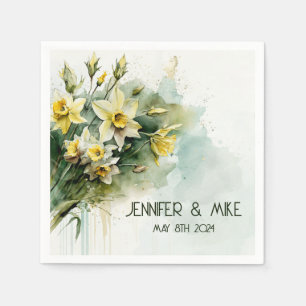 Serviette En Papier Belles jonquilles d'eau jaune
