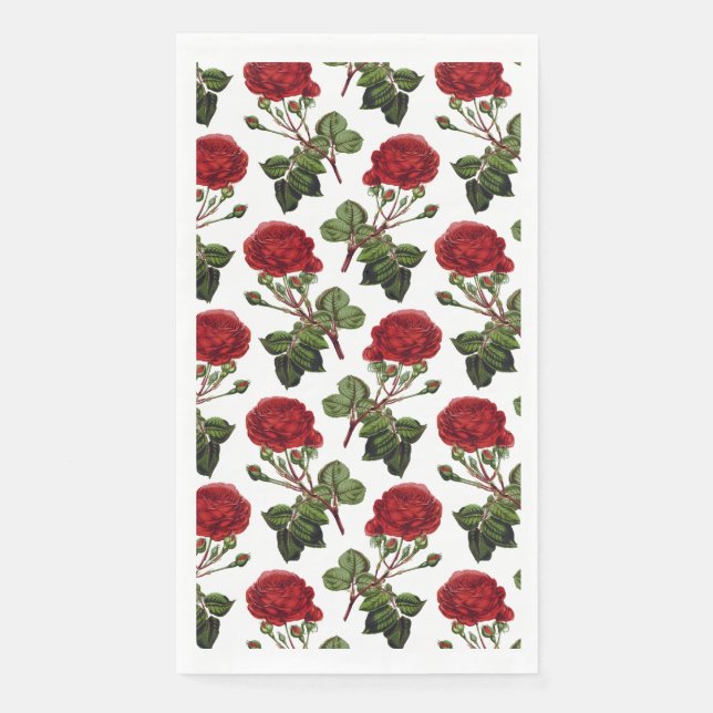 Serviette En Papier Belles Roses Rouges (Devant)