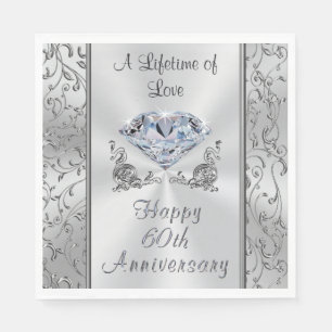 Serviette En Papier Belles serviettes du 60e anniversaire de diamant