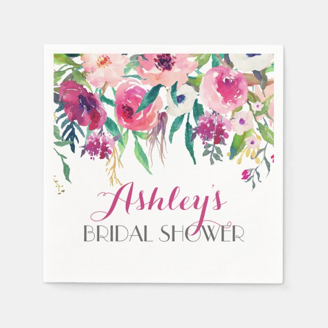 Serviette En Papier Belles serviettes florales roses (Devant)