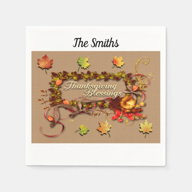 Serviette En Papier Bénédiction de Thanksgiving (Devant)