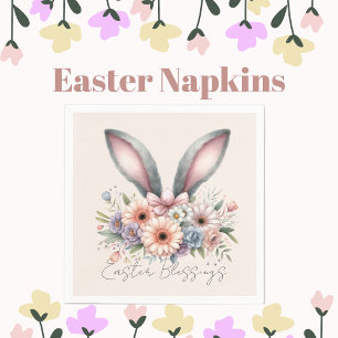 Serviette En Papier Bénédictions de Pâques Brunch mignon Bunny Oreille