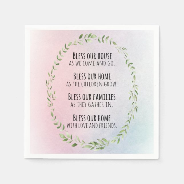 Serviette En Papier Bénédictions pour votre maison et votre famille (Devant)