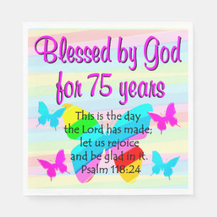 SERVIETTE EN PAPIER BÉNÉFICIÉ PAR DIEU 75E ANNIVERSAIRE DES NAPKINS