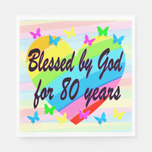 SERVIETTE EN PAPIER BÉNÉFICIÉ PAR DIEU 80E ANNIVERSAIRE PAPIER PAPER N