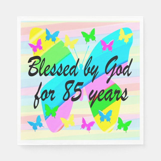 SERVIETTE EN PAPIER BÉNÉFICIÉ PAR DIEU 85E ANNIVERSAIRE NAPKINS (Devant)