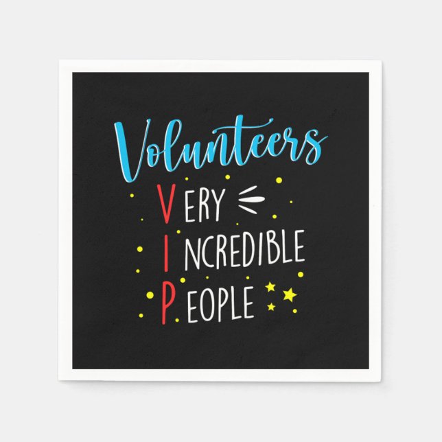 Serviette En Papier Bénévoles VIP Bénévolat Charité Resc (Devant)