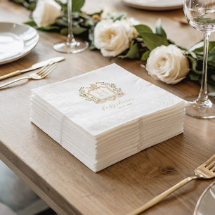 Serviette En Papier Berceau Monogramme de Crête   Baby Shower Neutre