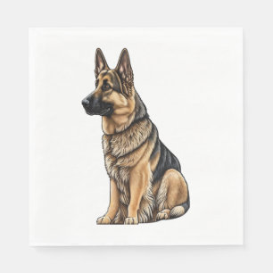 Serviette En Papier Berger allemand assis
