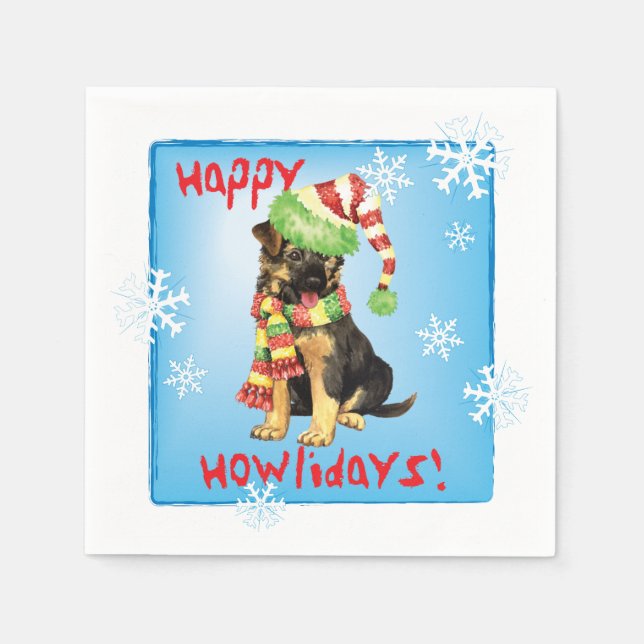 Serviette En Papier Berger allemand de Noël (Devant)