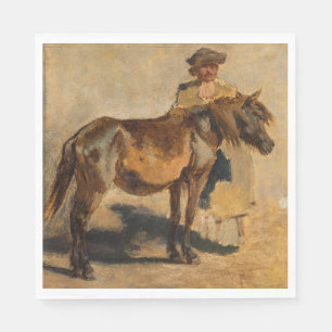 Serviette En Papier Berger avec un cheval (animal de ferme)