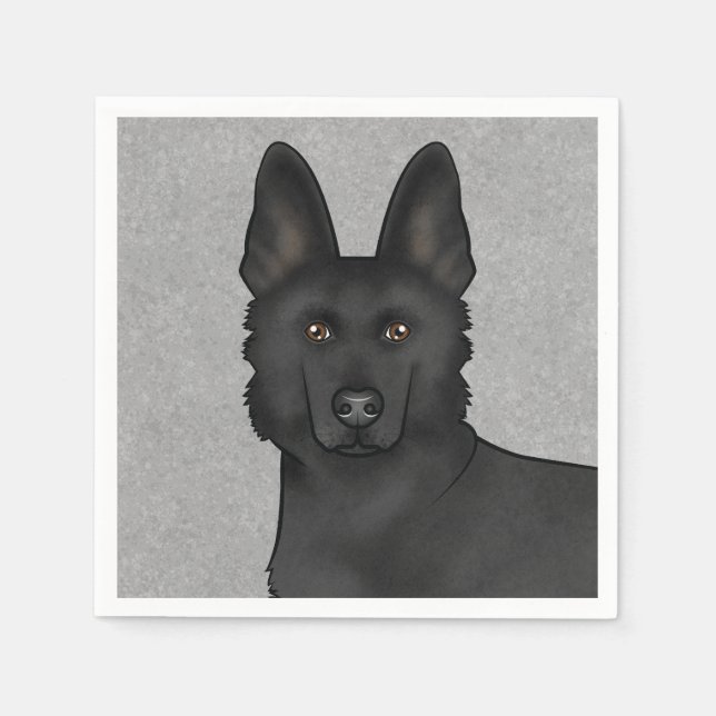 Serviette En Papier Berger noir allemand mignon tête de chien Gros pla (Devant)