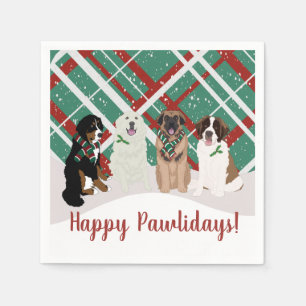 Serviette En Papier Bernese Leonberger Pyrénées St Bernard Noël