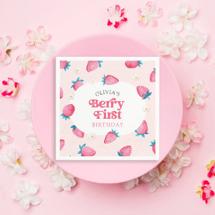 Serviette En Papier Berry 1er Anniversaire Fraise Première fête d'anni